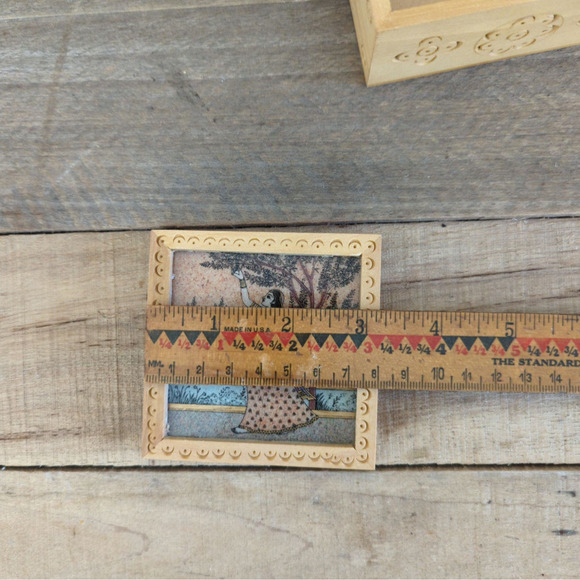 Vintage Set of Five Rajasthan Wood and Glass Coasters - Picture 10 of 11